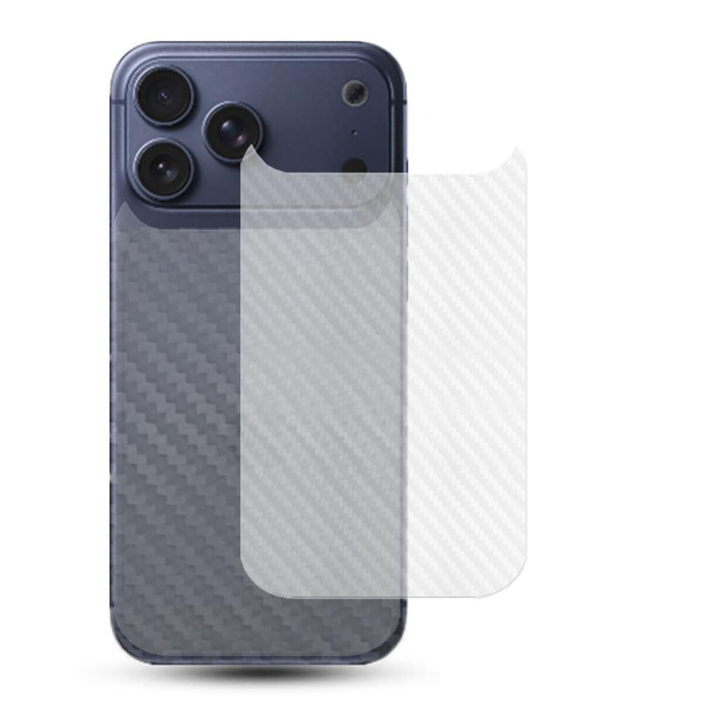 Película protectora trasera para iPhone 17 Pro lámina trasera mate fibra carbono antiarañazos x2 4