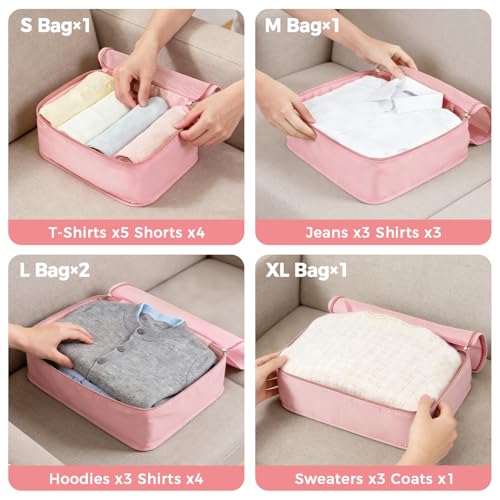Image of BAGAIL 9 Set Packing Cubes with Packing List Luggage Packing Organizers for Travel Accessories (Pink)
