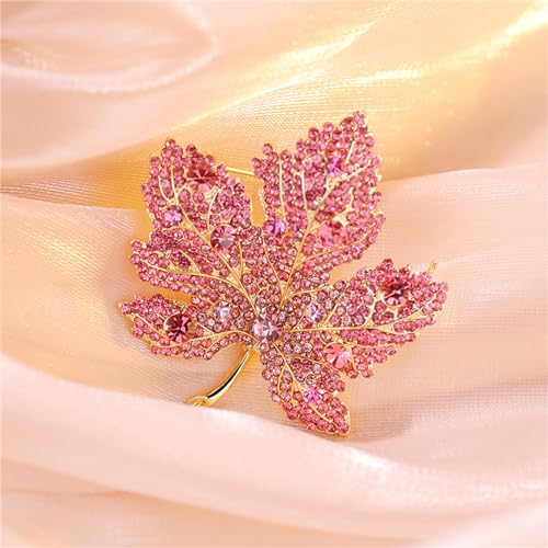 Image of WCRAZYE Rhinestone Maple Brooch Pin for Women Girls Sparkling Full Micro Pave Crystal Fall Thanksgiving Vintage Colorful Maple Leaf Lapel Pin Party Prom Wedding Thanksgiving Jewelry Gift