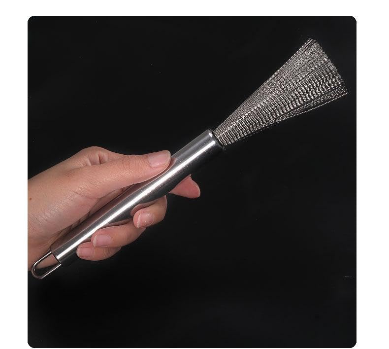 Image of Clening Brush Set,Stainless Steel Wool Scrubber,3 Pack Kitchen Brush-Steel Wool Scrubber,Long-Handled Steel Wool Brush,Handled Pans Sink Scrubbing Brush for Cleaning Tableware and Cooking Tools.