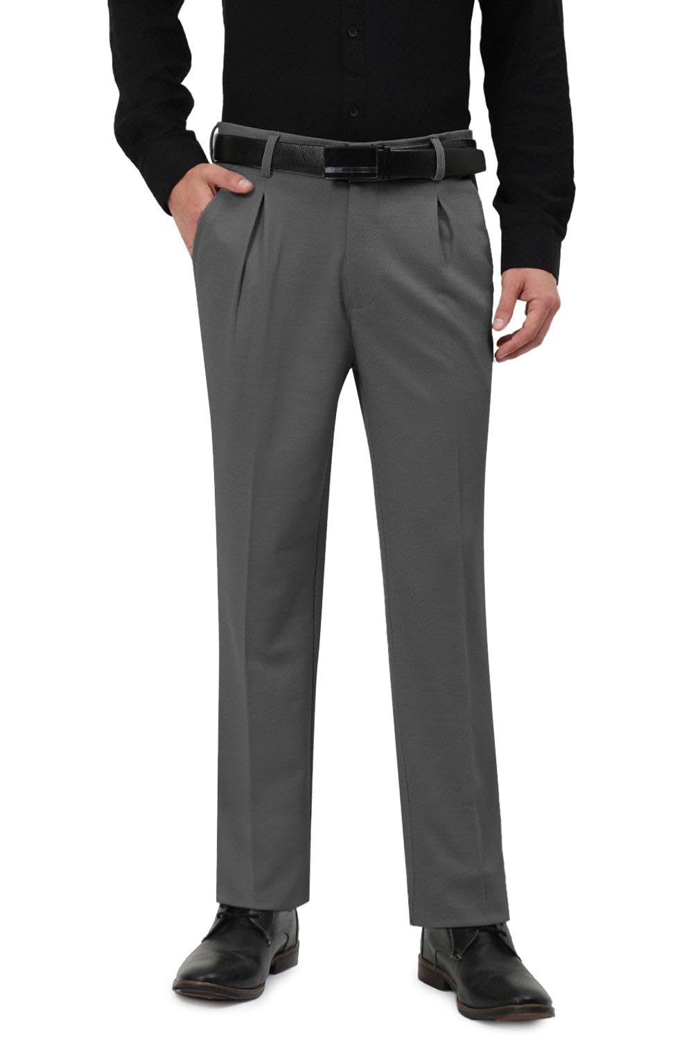 showoffff Men's Charcoal Straight Fit Formal Trouser-JE-R-108-BOXPLEET_Charcoal-picture-10