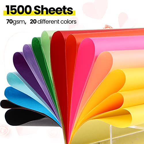 1500 Pcs Construction Paper Card Stock Printer Paper Craft Bulk School Supplies Lightweight Art Colored Paper For Kids Adults School Drawing (Multi Colors) #TOP5