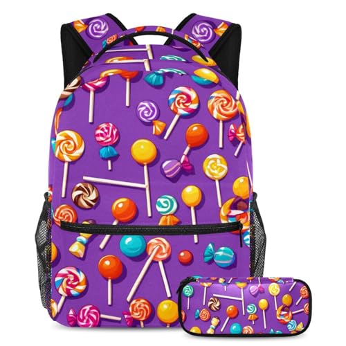 Sac de voyage pour étudiants et lycéens avec motif bonbon violet