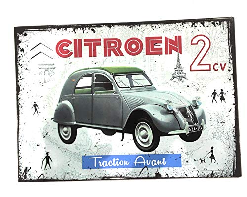 udc Editions du sud Plaque Vintage décorative cartonnée Citroen 2CV 12x17cm