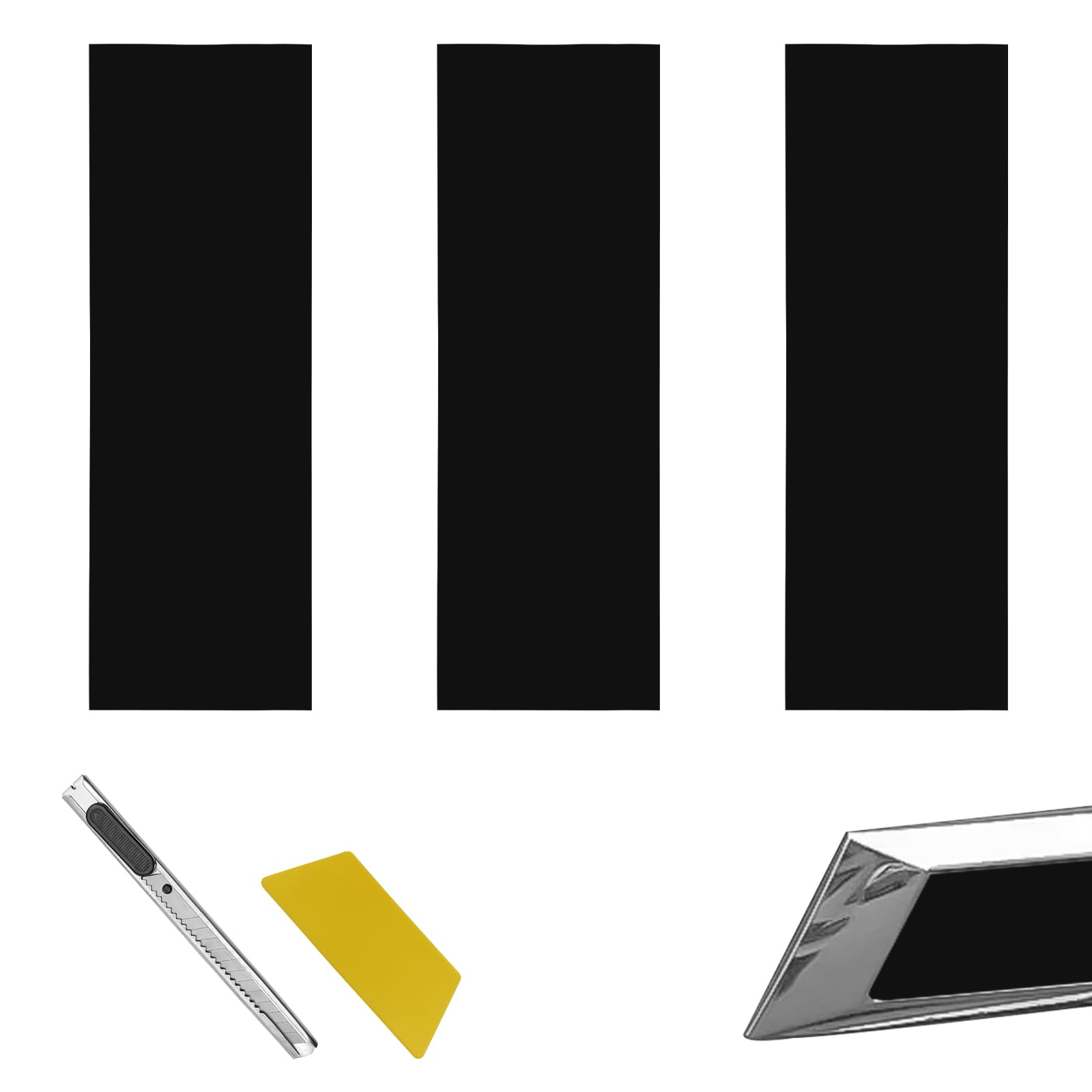 Pleoos 3PCS Emblem Wrap Kit Compatible with Bowtie Logo Wrap Stickers Compatible with Chevy, Cut Your-Own Emblem Overlay DIY Decals(Matte Black)