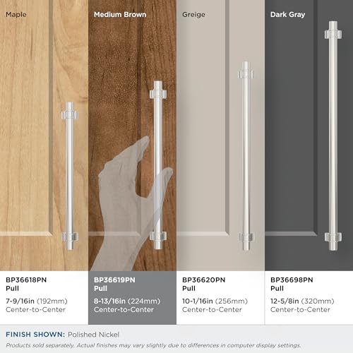 Image of Amerock Davenport 8-13 /16 inch (224mm) Center-to-Center Polished Nickel Cabinet Pull, BP36619PN