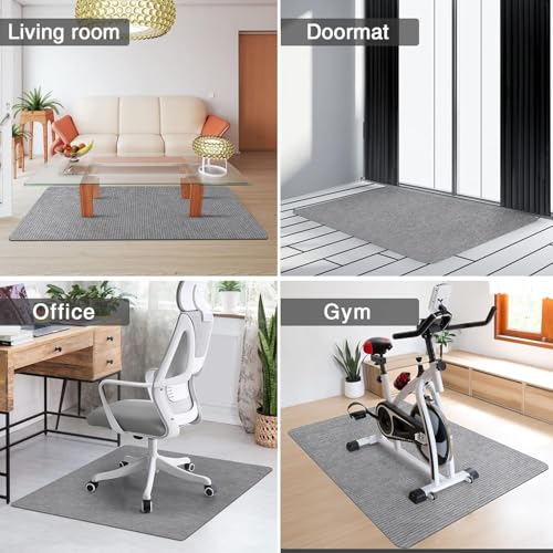 Image of Placoot Desk Chair Mat for Hardwood Floor Corduroy Surface 1 /6 inch Thick 55 inchx35 inch Office Chair Mat for Rolling Chairs-100% Large Anti-Slip Backing Under Desk Low-Pile Office Rug Floor Mat for Office /Home