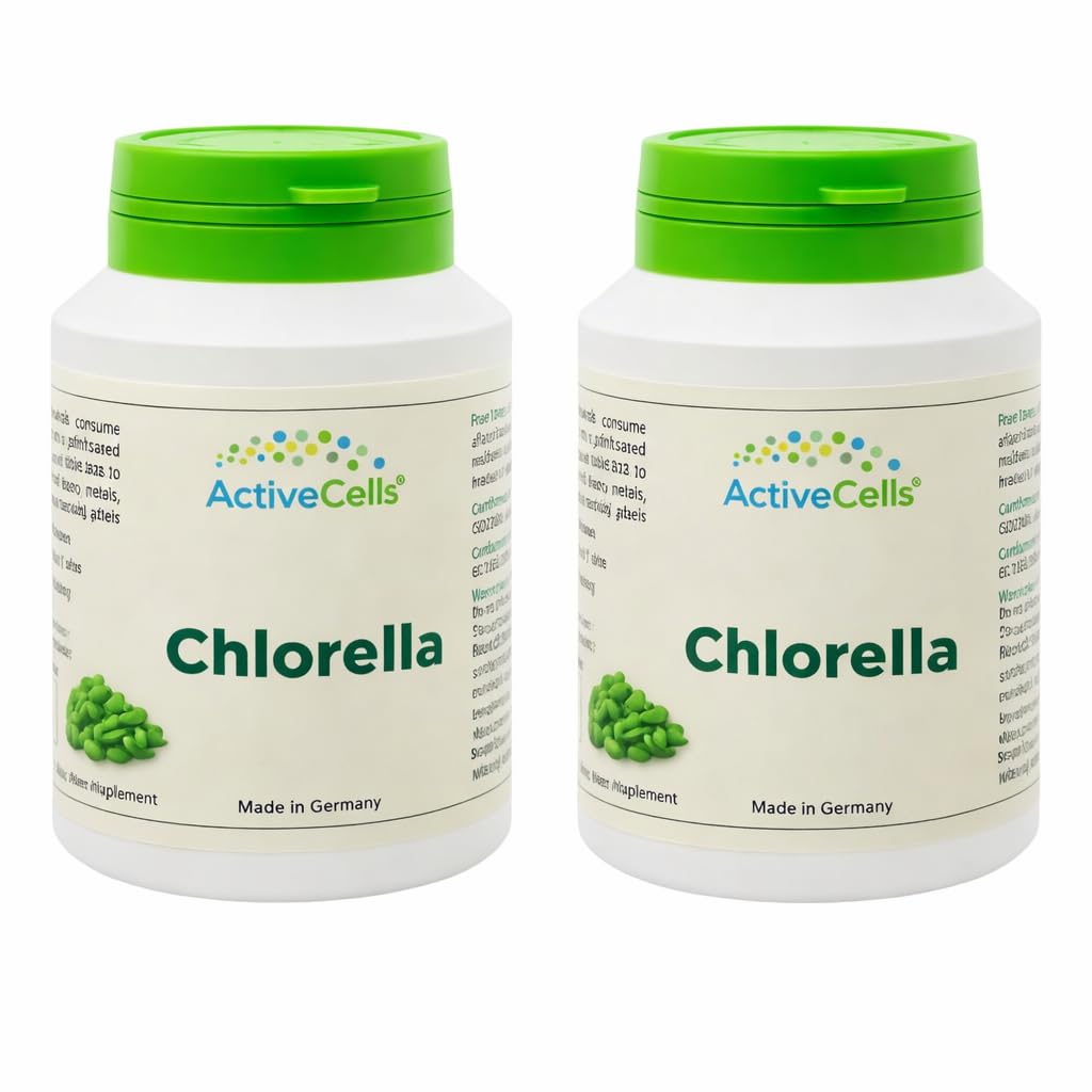 Chlorella Tablets 2 Months - 2 x 334 Tablets, 2 x 100g - Cultivated in Glass-Tubes - Support Immune System - Made in Germany - Rich in Minerals and Amino Acids