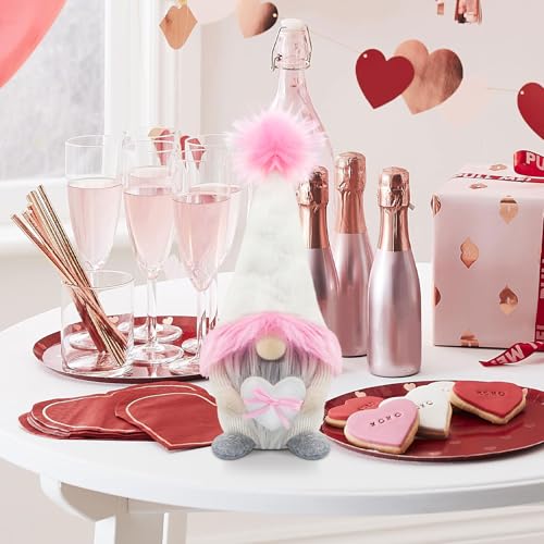 Gehydy-Set-of-2-Valentines-Day-Gnomes-Decorations-Handmade-Gnome-Plush-Stuffed-Xmas-Decor-for-Home-Kitchen-Farmhouse-Tiered-Tray-Red-White Gehydy Set of 2 Valentines Day Gnomes Decorations Handmade Gnome Plush Stuffed Xmas Decor for Home Kitchen Farmhouse Tiered Tray Red White