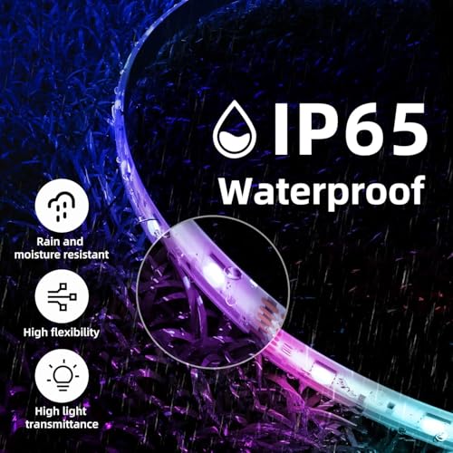 Image of DAYBETTER Waterproof Led Lights for Bedroom, 16.4ft Led Strip Lights, 150 LEDs Color Changing RGB 44 Keys Remote Controller, 12v for Outdoor Room Home Party Christmas Decoration