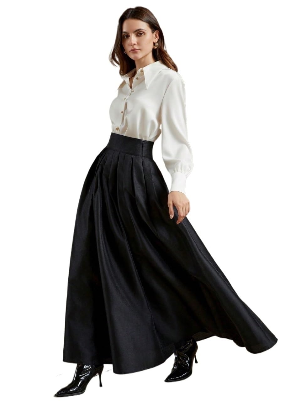Wocrolse Skirts for Women Trendy Summer 2025 Zipper Long Loose High Waisted Elegant Puff Skirt