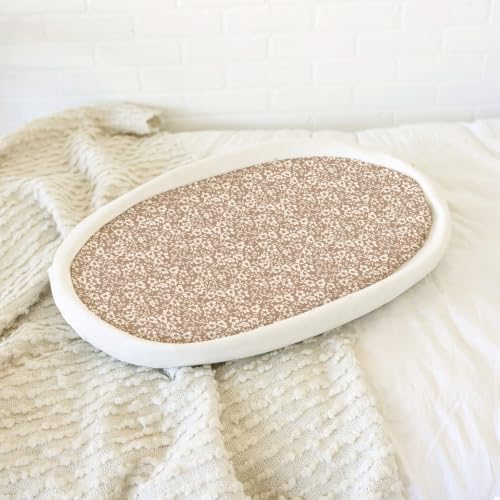 Image of Baby Bassinet Sheets Girl (Poppy Fields) 2-Pack - Fitted Bedside Bassinet Sheets - Buttery Soft Cotton Blend for Standard Bassinet Mattress Pad - Compatible with Halo Bassinest
