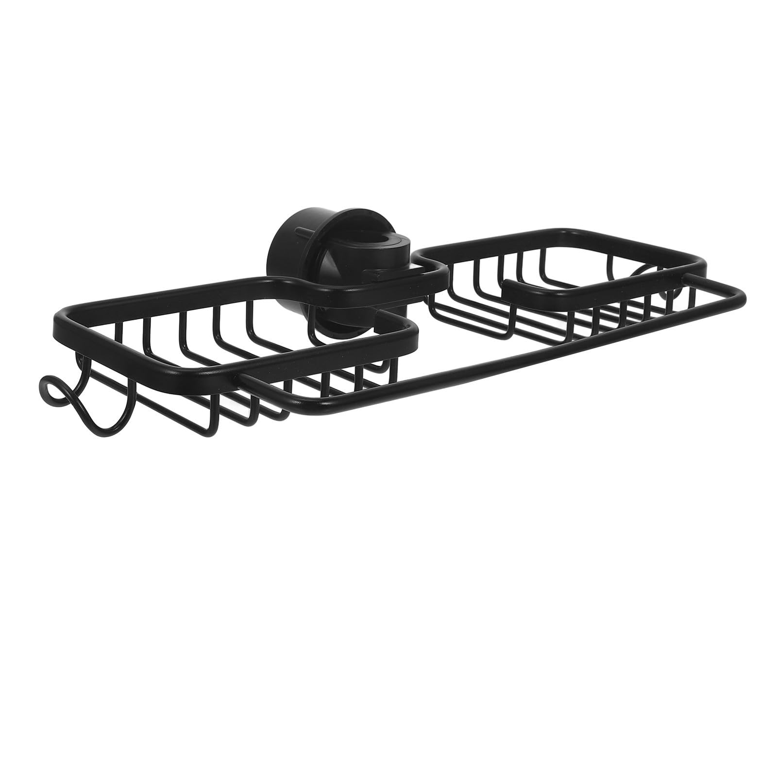 Organizador de fregadero de cocina negro con barra para paños y fácil instalación