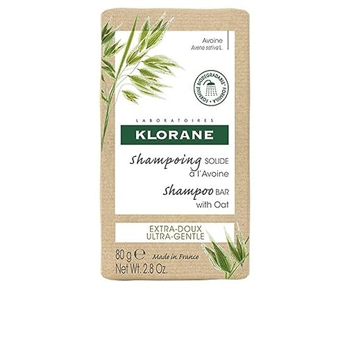 Miniatura 1 de Klorane Barra de champú ultra suave con leche de avena, sin parabenos, conservantes y sulfatos, hipoalergénica, ecológica, biodegradable, vegana,