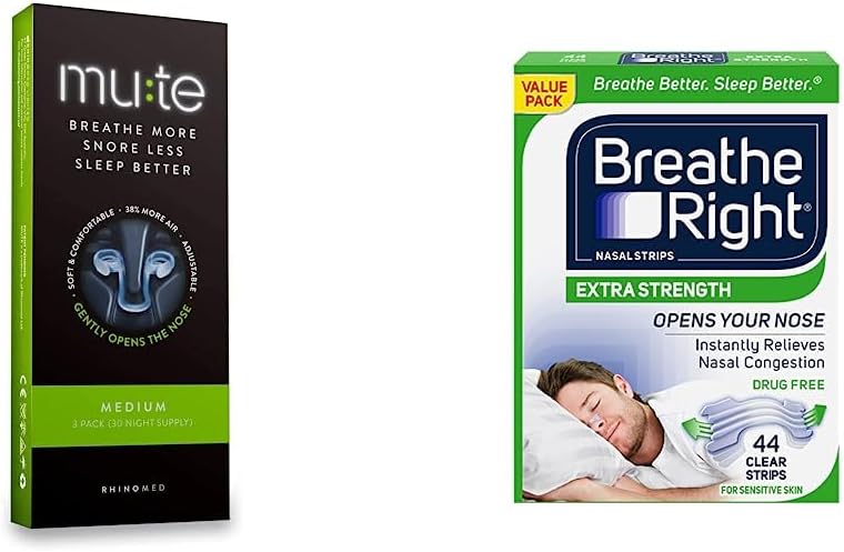Rhinomed Mute Nasal Dilator for Snore Reduction - Anti-Snoring Aid Solution - Improve Airflow - Comfortable Nose Vents, Breathing Aids for Better Sleep - (Size Medium, 3-Pk)