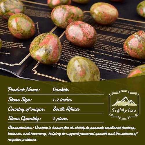 image for SigMntun Polished Unakite Crystal Stones - 2 Pcs of 1.2