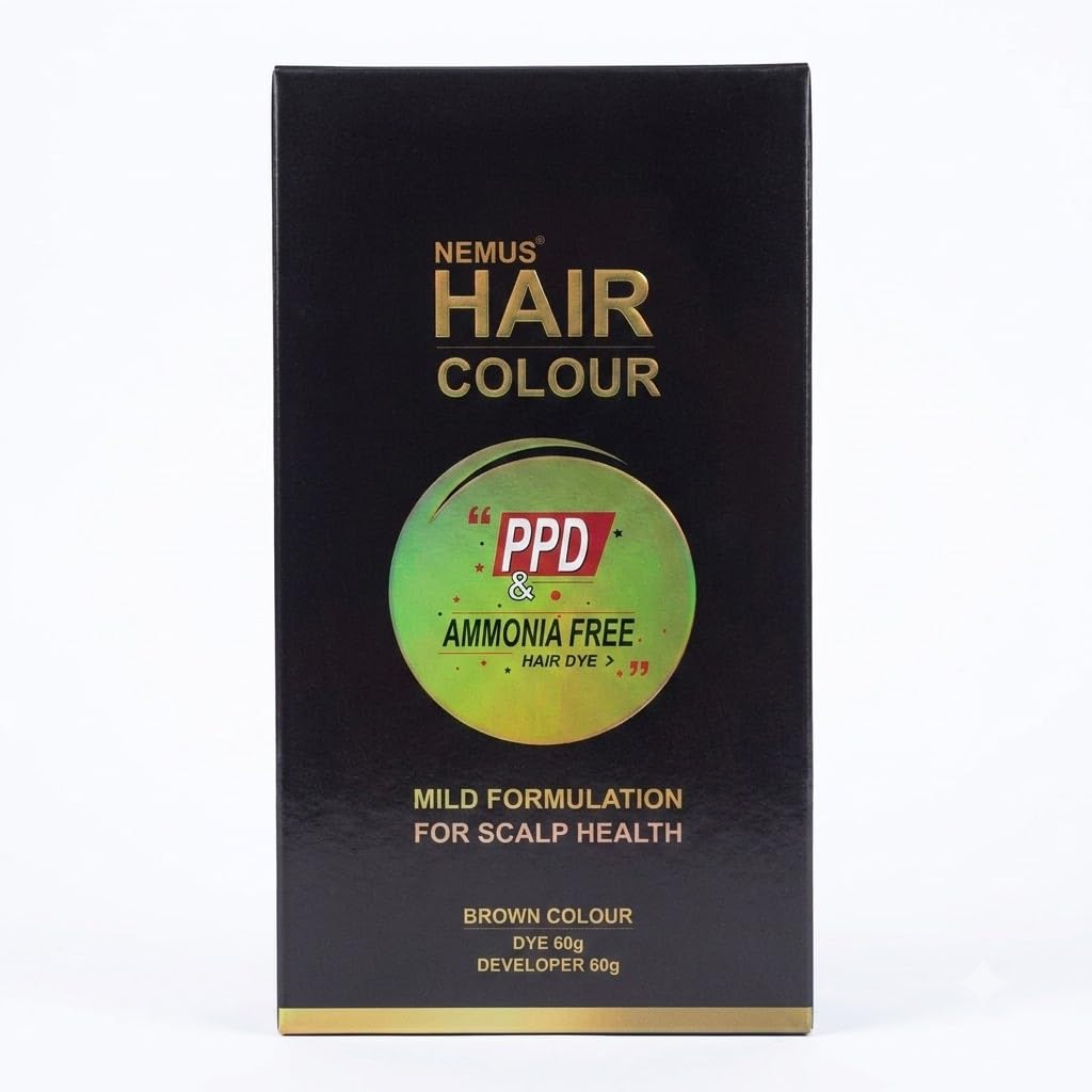 PPD & Ammonia Free Hair Colour | Brown Hair Dye | Mild Formula for Scalp Care | 60g-image-0