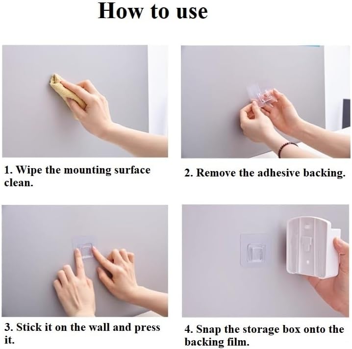 Miniatura 6 de Ceiling Fan Remote Wall Mount Holder,No-Hole Stick-on Adhesive Wall Mounted Shelf for air ConditionerFanTV Remote Control,Storage Box,Bedside