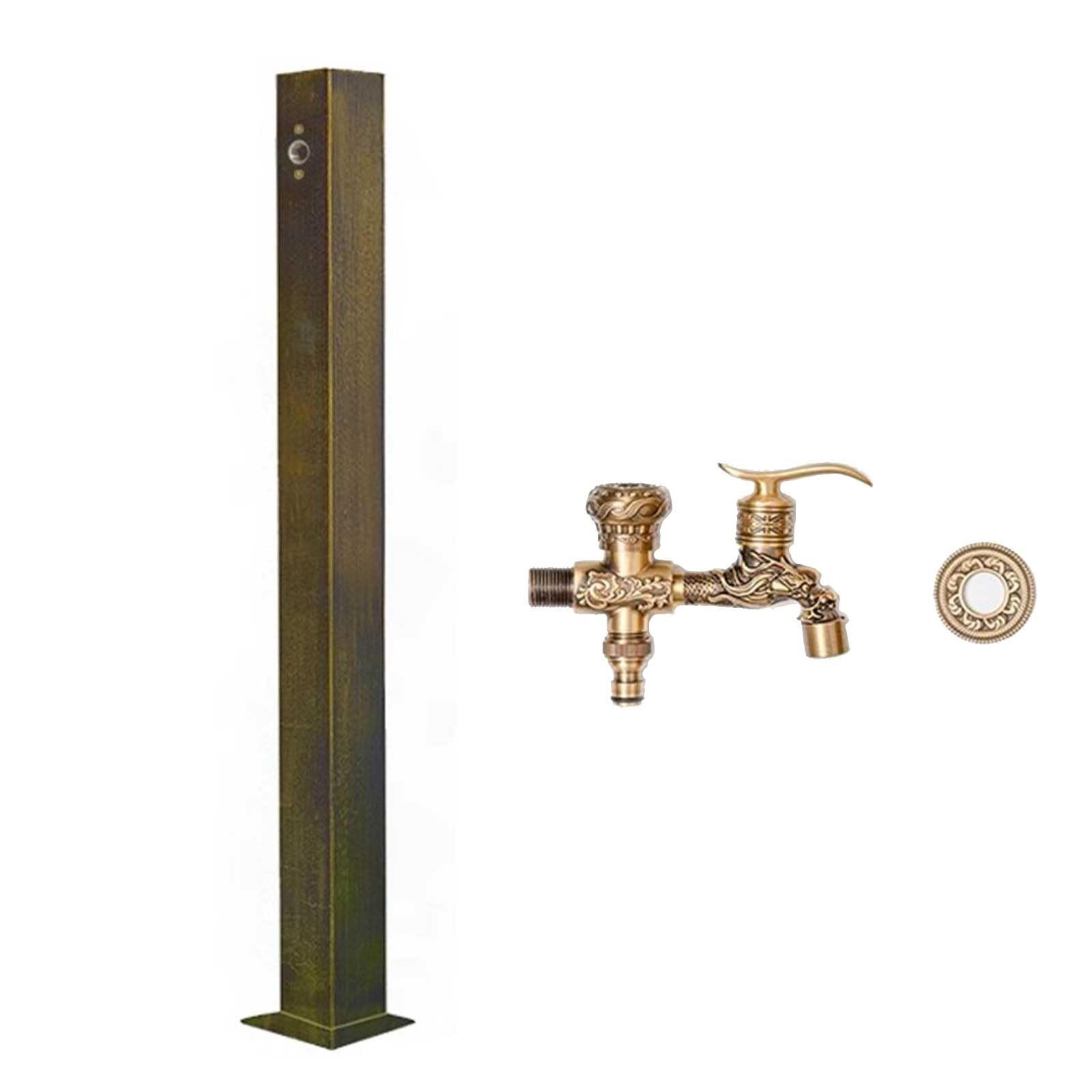 BHGFYXBS Stainless Steel Freestanding Garden Water Column, Antifreeze Hose Stand With Faucet, 31In Vertical Water Feature For Family Gardens & Villa Courtyards,size_name-95cm/37in