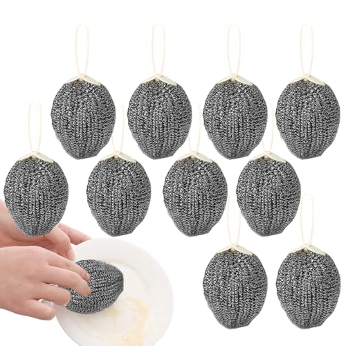 Almohadillas de limpieza de acero, 10 unidades de esponjas de metal para cocina, fregadero de cocina, sartenes, esponjas para fregadero, estufa