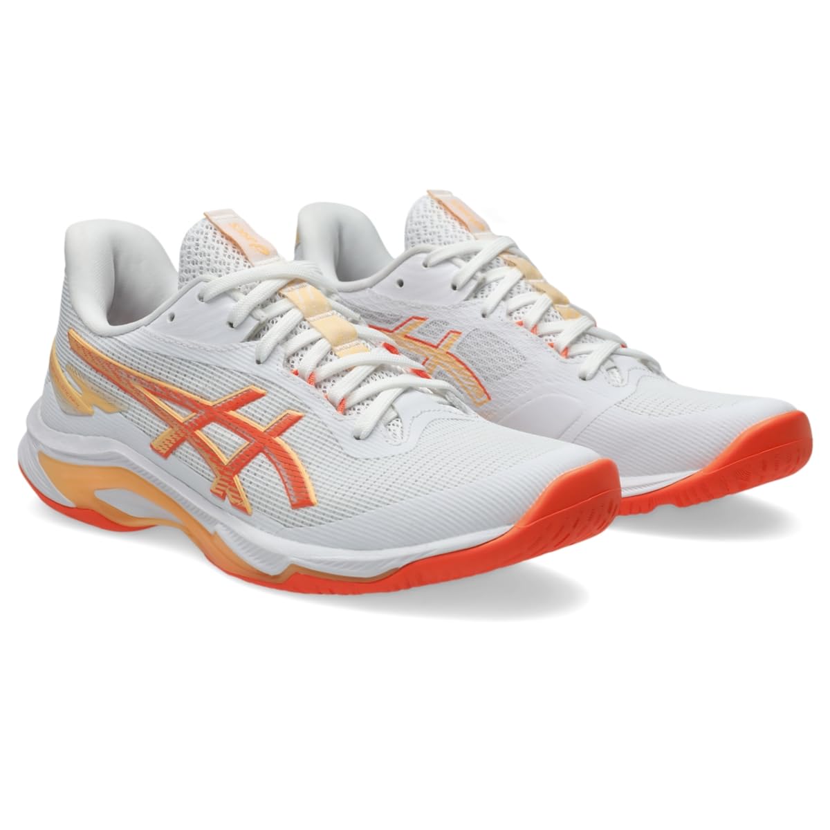 Asics Women's Netburner Ballistic FlyteFoam 4 Volleyball Shoes, 8.5, White/Vivid Coral