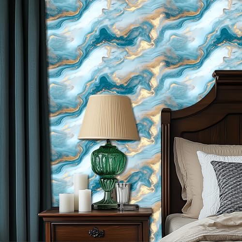 Papel tapiz de mármol azul autoadhesivo y extraíble para pared 7