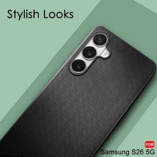 Image of TheGiftKart for Samsung S26 Case, Fabric Texture Back Cover, Slim & Lightweight, Ultra-Premium Design, Camera Protection Bump, Hybrid Slim Galaxy S26 Back Cover (PC & TPU, Black)