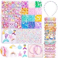 MiuCo Bracelet Making Kits for Girls, Jewellery Making Kit for Birthday Gifts for Girls Arts Craft Kits for Kids Age 5 6 7 8, Beads for Friendship Bracelet to Presents