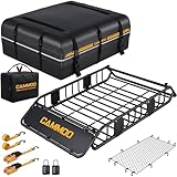 CAMMOO 54'x34' Roof Rack Basket, Removable Fairing & Support Bars for Kayaks/Long Gear, 15 Cu.Ft Waterproof Soft Bag+Lock+Net+Strap–200Lbs Capacity Rooftop Cargo Carrier for SUV Truck Camping