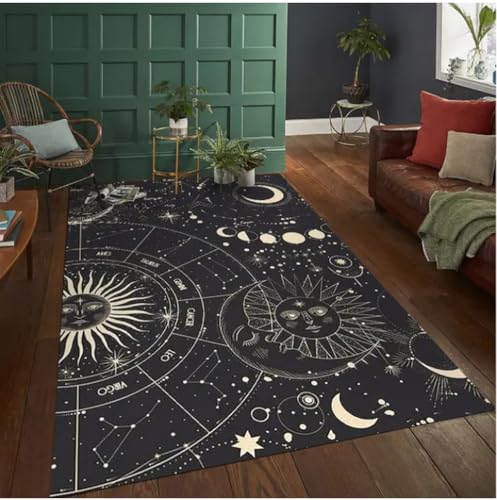 LIANQIAO Alfombra Gótica del Dormitorio Tarot del Sol De La Luna para La Sala De Estar Decoración del Hogar del Dormitorio De La Mesita De Noche Alfombra De La Casa 60X90Cm