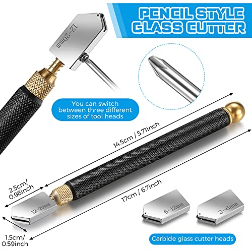 6 Pieces Glass Cutter Tool Set Includes Pencil Style Glass Cutting Tool 11.8 Inch/ 30 Cm Adjustable Circular Glass Cutter 2-20 Mm Carbide Glass Cutter Screwdriver Oil Dropper For Glass Tiles Mirror #TOP2