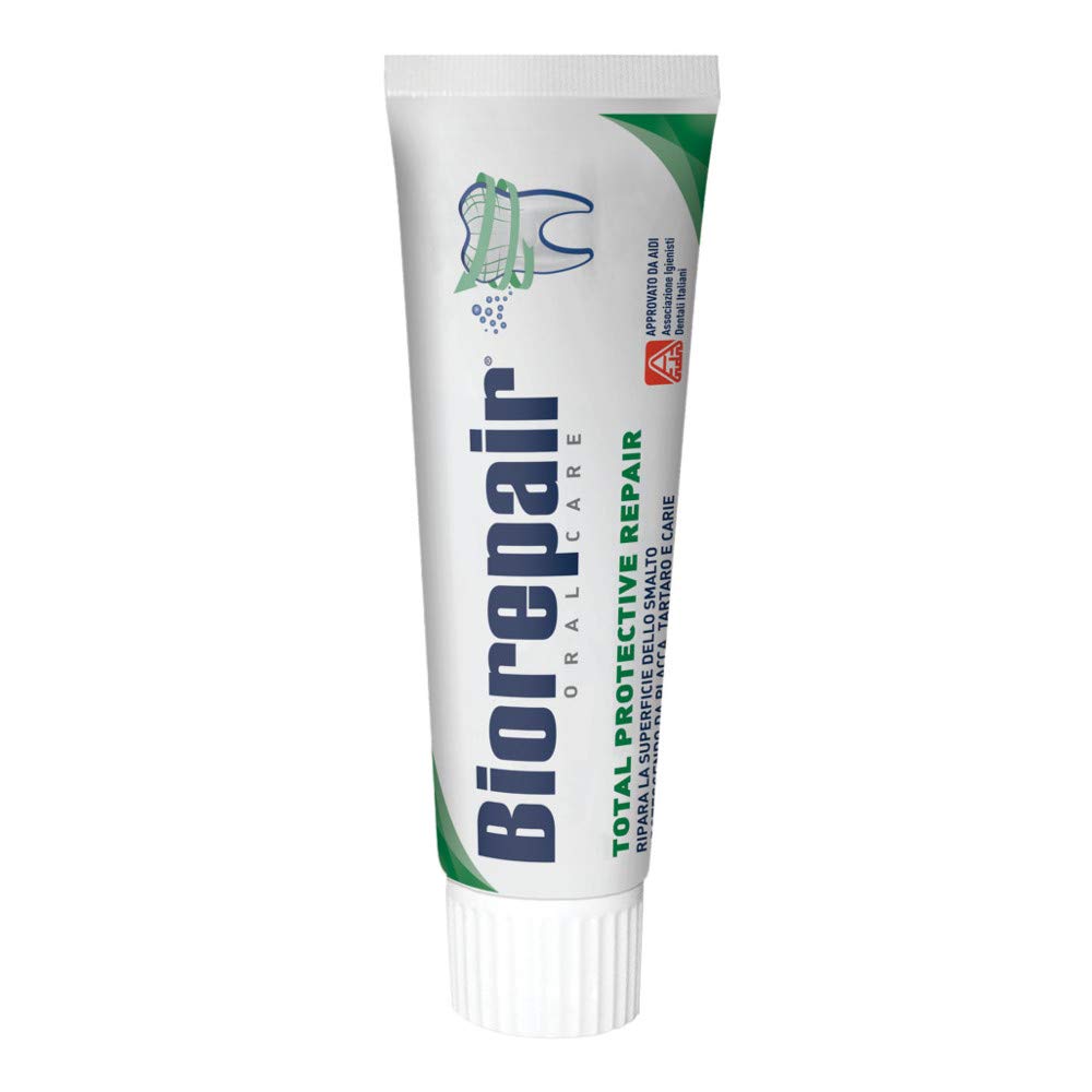 Biorepair, Dentifricio Total Protective Repair, Ripara lo Smalto, Anticarie, Antiplacca, Alito Fresco, Senza Fluoro, 12 Confezioni da 75ml