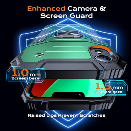 Image of Anqrp Heavy Duty Case for iPhone XR Case with Enhanced Ring Holder Grip Stand, Military Grade Shockproof Rugged Drop Protective Silicone Hard Slim iPhone XR Phone Case Cover,Forest Green