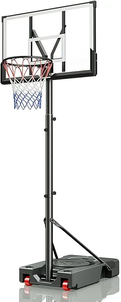 Basketball Hoop Outdoor, 4.4-10 ft Adjustable Height, Portable Basketball Hoop Goal System for Kids Teens and Adults, Weather-Resistant Heavy Base and 45 Inch Shatterproof Backboard