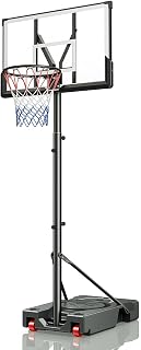 Basketball Hoop,Portable Basketball Hoop Outdoor, Adjustable Height 5.7-10ft 45in Backboard Basketball Goal System for Teen and Adult Black