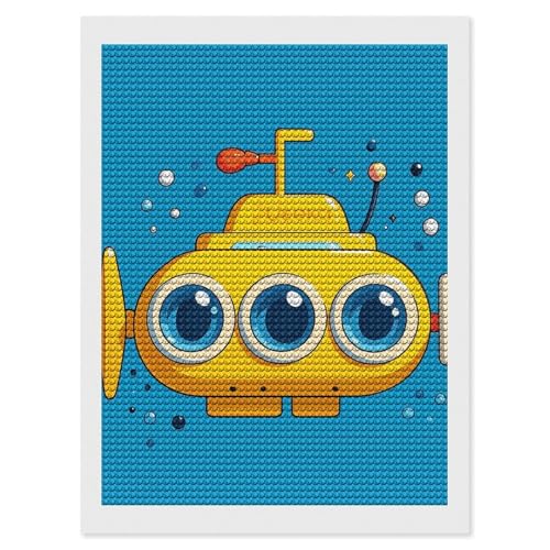 Kit peinture diamant sous-marin jaune broderie strass ronds pour déco