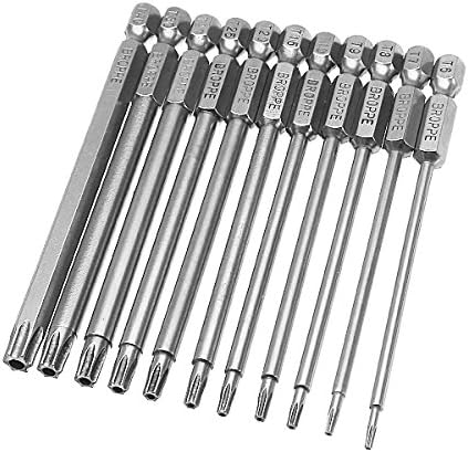 11 Pcs Torx Screwdriver Bit Set Long 4 Inch Magnetic S2 Steel T6-T40 Torx Bits 1/4 Inch Hex Shank