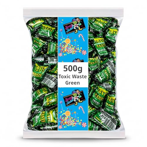 Toxic Waste Green Ultra Sour Fruit Flavoured Candy 500g Bulk Bag Individually Wrapped Sweets | Intense Tangy Sensation for Extreme Zingy Lovers | Celebration Sharing Treat