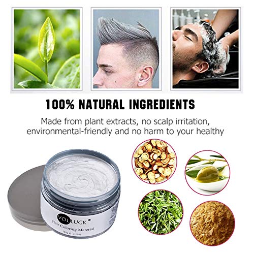 Silver Gray Hair Color Wax Colored 4.23 Oz Natural Hairstyle Pomade Washable Temporary For Cosplay, Halloween, Party #TOP2