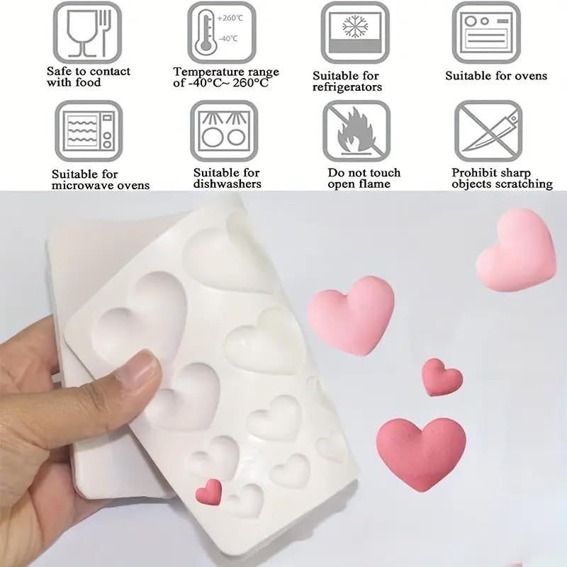 Image of 25 Cavity 3D Large Medium and Small Heart Silicone Moulds Handmade Chocolate Candle Soap Bath Soaps Earring Keychain Home Decor DIY Resin Crafting Projects (Pack of 1)