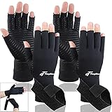 2 Pairs Copper Compression Arthritis Gloves with Adjustable Strap for Carpal Tunnel,Typing,Support (Small/Medium (2 Pairs))