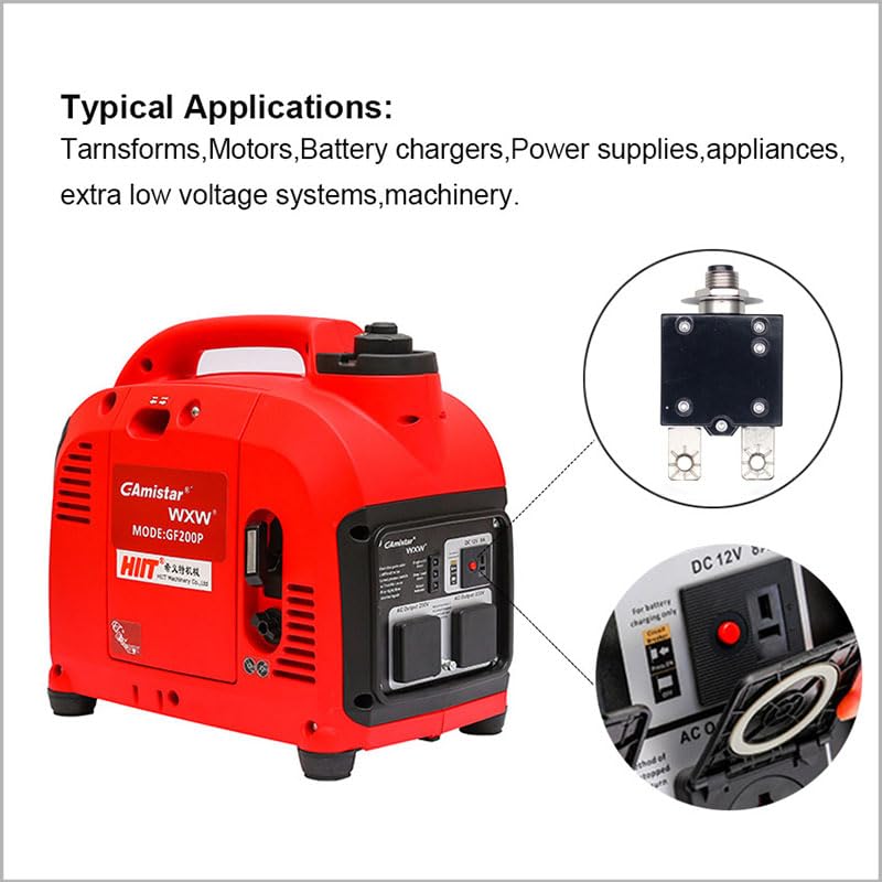 98H Series 40 Amp Electric Button Breaker 125/250V AC 50V DC, Circuit Breaker Thermal Overload Protector 98 Series with Quick Connect Terminals, Manual Reset, Waterproof Button Cap