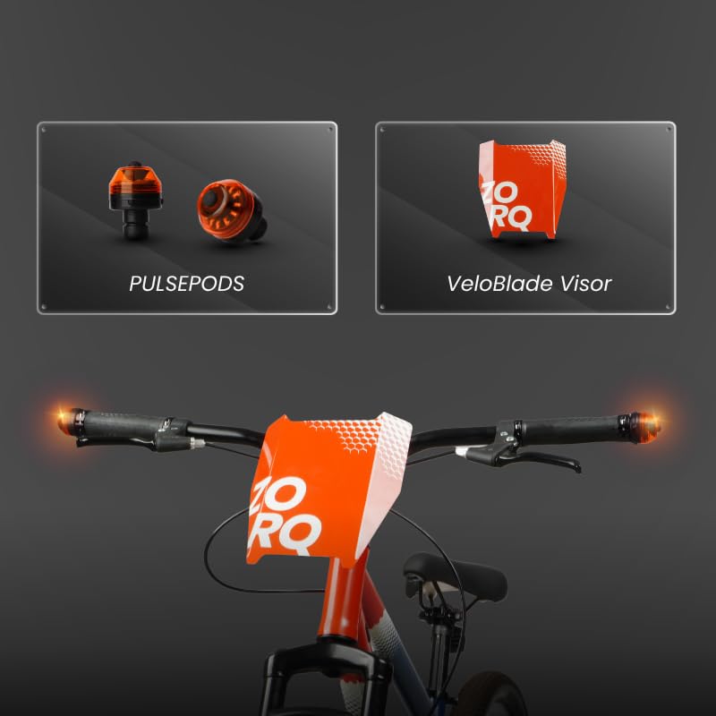 Image of HORNBACK ZORQ+ Mountain Cycle 24 Inch | Shimano 21-Speed Gear Cycle | PulsePods DRL + Indicator Lights | VeloBlade Visor | FXK Pro 100mm Lockout Suspension | for Men & Women