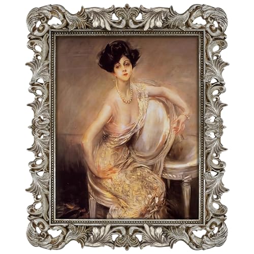 Image of 11x14 Picture Frame Silver Ornate Vintage Antique Gothic Baroque | Wall Display, Fits 8x10 Photos with Mat or 11x14 Photos