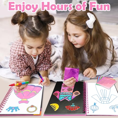 Image of FUNNYB&G Mess-Free Foil Art Craft for Girls Ages 4-10, Kids Birthday Gift