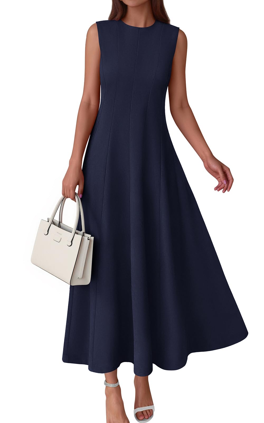 PRETTYGARDEN Sleeveless Crewneck Maxi Dress