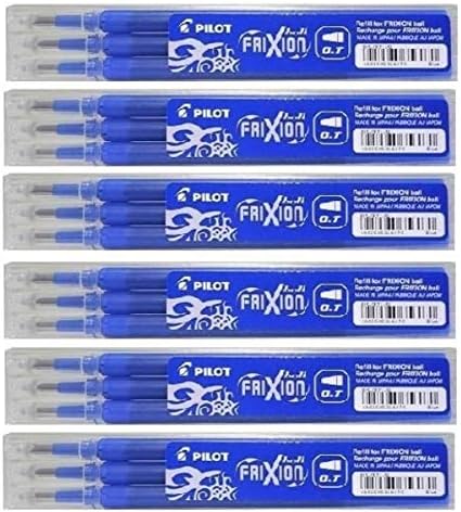 Pilot Frixion Roller Ball Refills erasable pens Pen in Compatible Refill BLS-Fr7 (Pack of 6 Refills - 18) Refills 0.7mm Blue