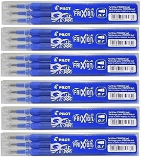 Pilot Frixion Roller Ball Refills erasable pens Pen in Compatible Refill BLS-Fr7 (Pack of 6 Refills - 18) Refills 0.7mm Blue