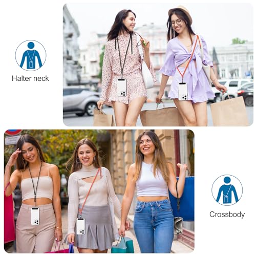 Image of takyu Phone Lanyard, 2 Pack Adjustable CellPhone Lanyard Crossbody Neck Strap & 2 Pack Wrist Strap & Nylon Tether Tabs Compatible for iPhone Android Smartphones Orange Black