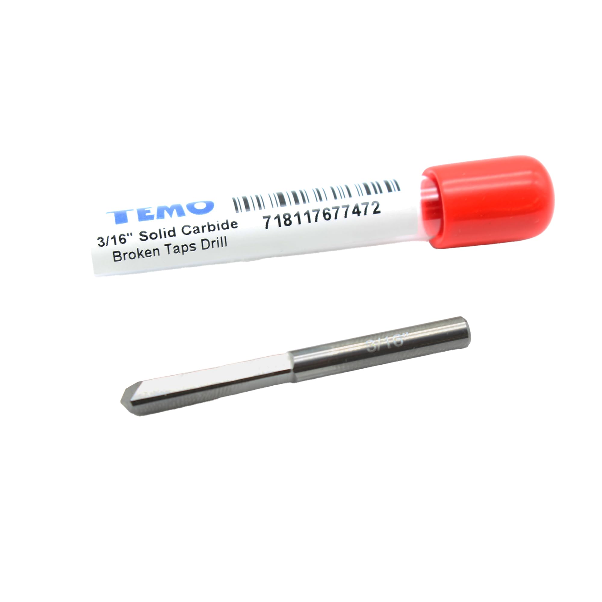 TEMO 3/16 Inch Solid Carbide Broken Taps Drill Extractor, Damaged Taps and Bolts Extractor, Easy Out Stripped Bolt Remover